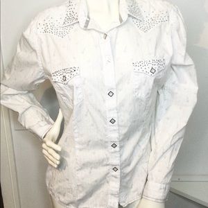Panhandler cotton bling pearl snap women’s shirt L